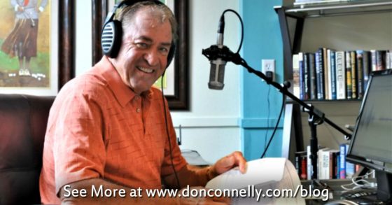 Don Connelly recording an audio podcast